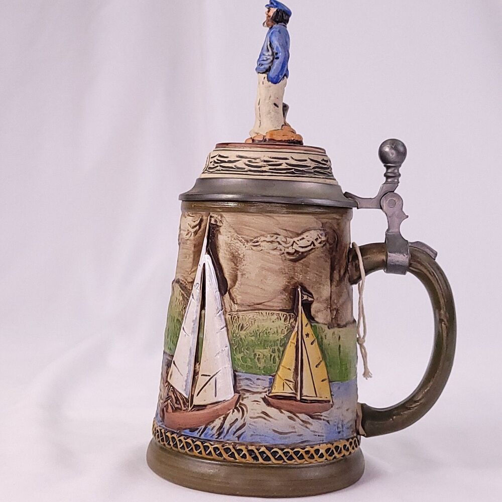 Beer Stein Sailor Figure Lid Germany Numbered 4 Gerzit Original